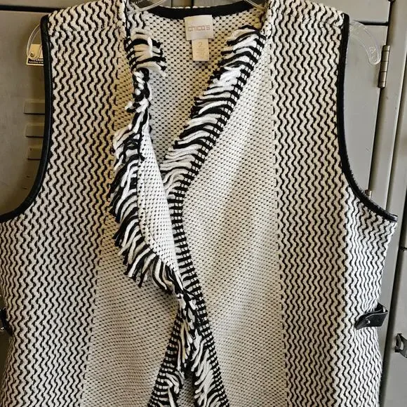 Chico's ladies wool blend long open front vest sweater - Chico's size 2 (large) - Picture 5 of 6